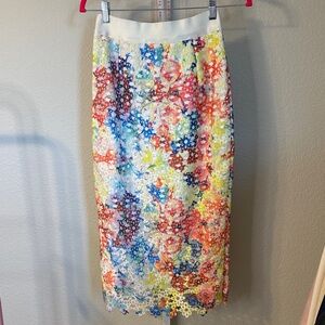 GRACIA‎ Embroidered Floral Lace Pencil Skirt Women's Size S White Multicolored